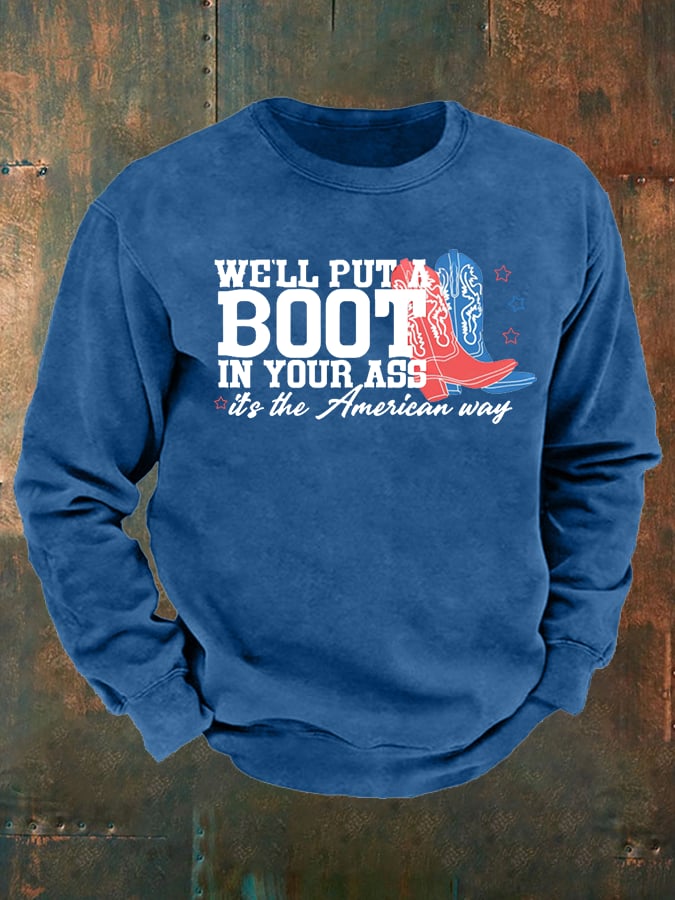 Men's Courtesy of the Red, White and Blue Cowboy Print Casual Sweatshirt