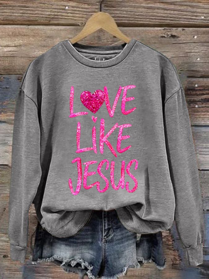 Women's Valentine's Day Heart Print Casual Sweatshirt