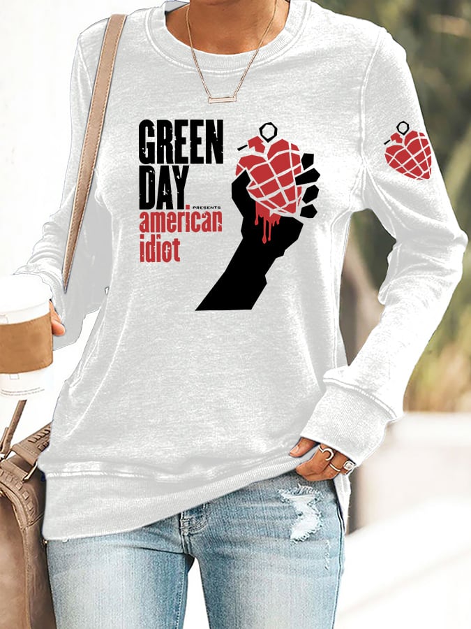 Women's Casual Rock Band Print Sweatshirt