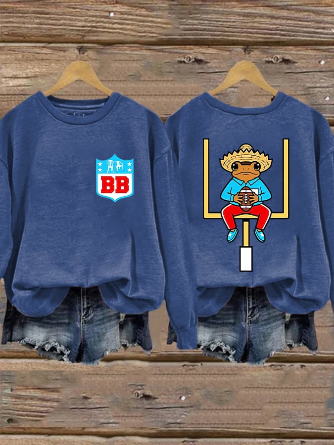 Women's Bunny Football Music Lover Print Casual Sweatshirt