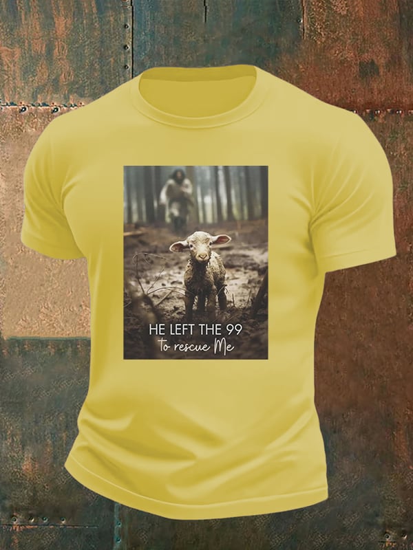 🔥Buy 3 Get 15% Off🔥Men's He Left the 99 to Rescue Me, Jesus and Lost Sheep, Christian T-shirt
