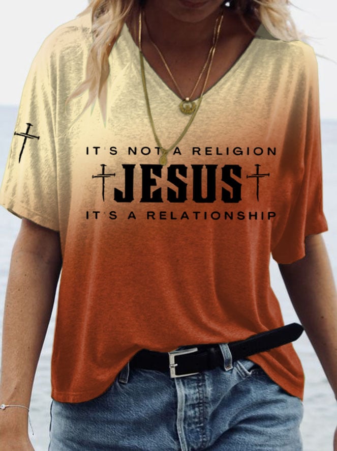 Women's Jesus Printed Short Sleeve T-Shirt