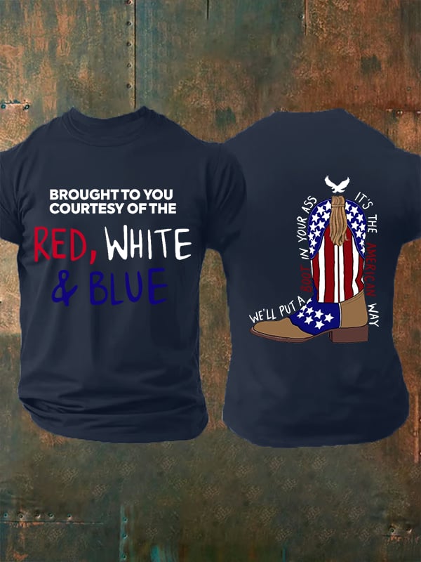 Men's RED, WHITE & BLUE Print T-Shirt