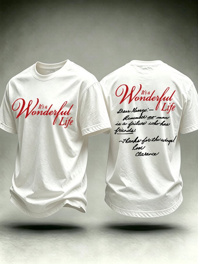 Men's It's A Wonderful Life Christmas Print Round Neck T-shirt