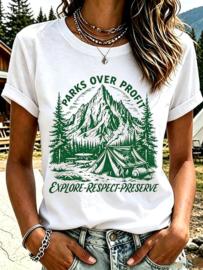 Women's National Park Print Casual T-Shirt