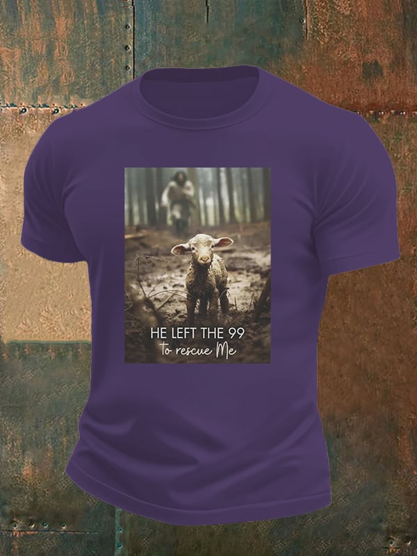 🔥Buy 3 Get 15% Off🔥Men's He Left the 99 to Rescue Me, Jesus and Lost Sheep, Christian T-shirt