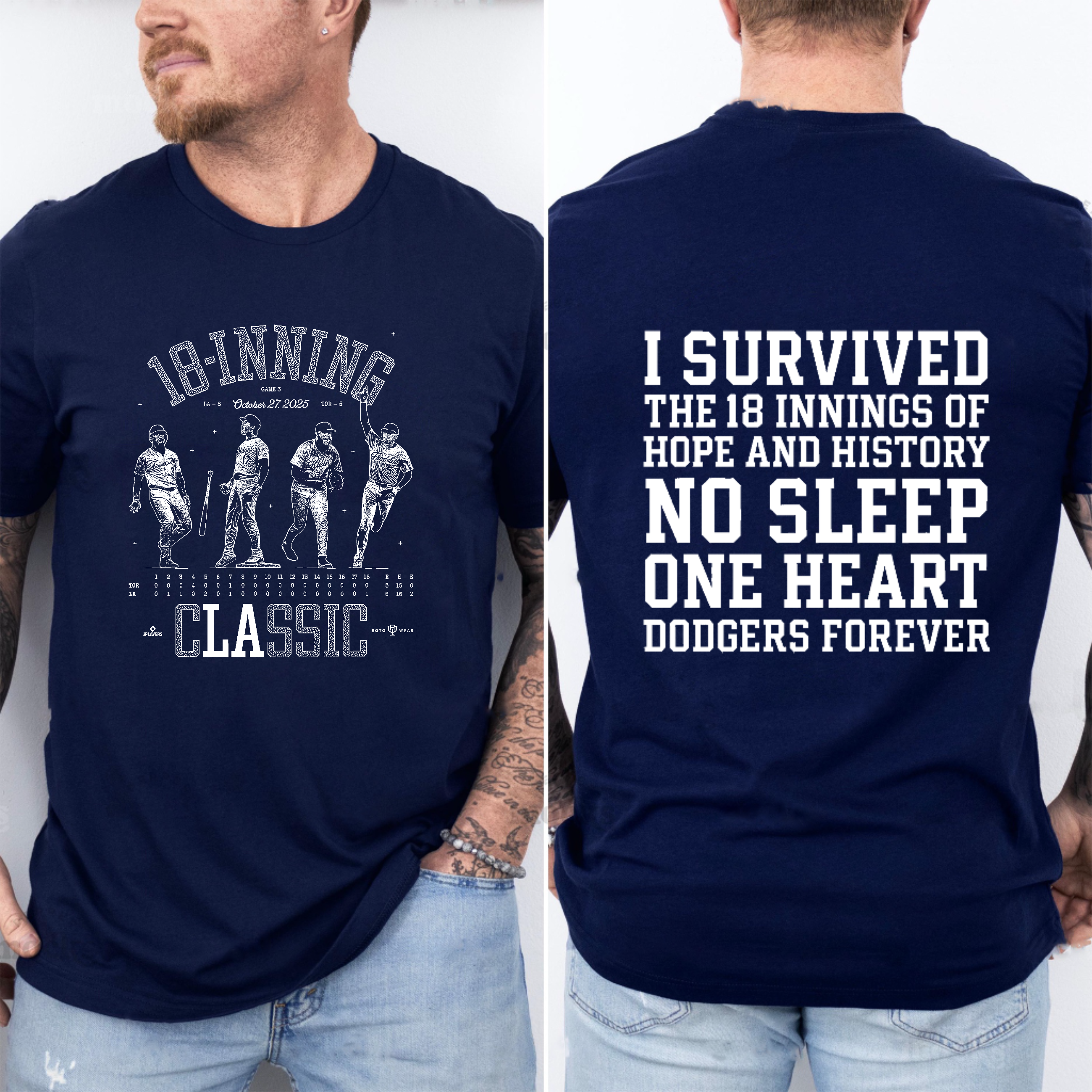 Dodgers 18 Inning 2025 World Series Champions Tee For Men