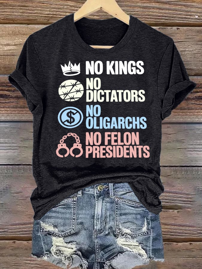 Women's No Kings No Dictators Protest print T-Shirt