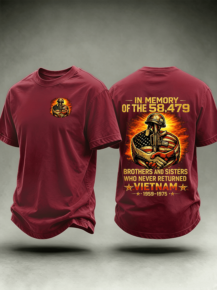 Men's In Memory Of The 58,479 Tribute T-Shirt, Vietnam Era Memorial Graphic Tee