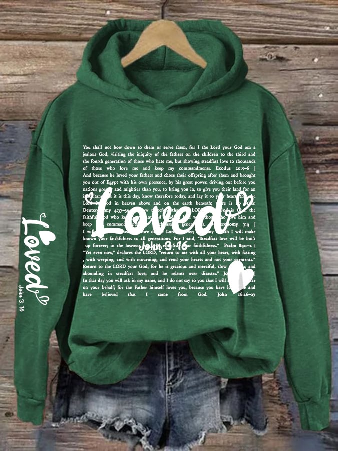 Women's Valentine's Day printed hooded sweatshirt
