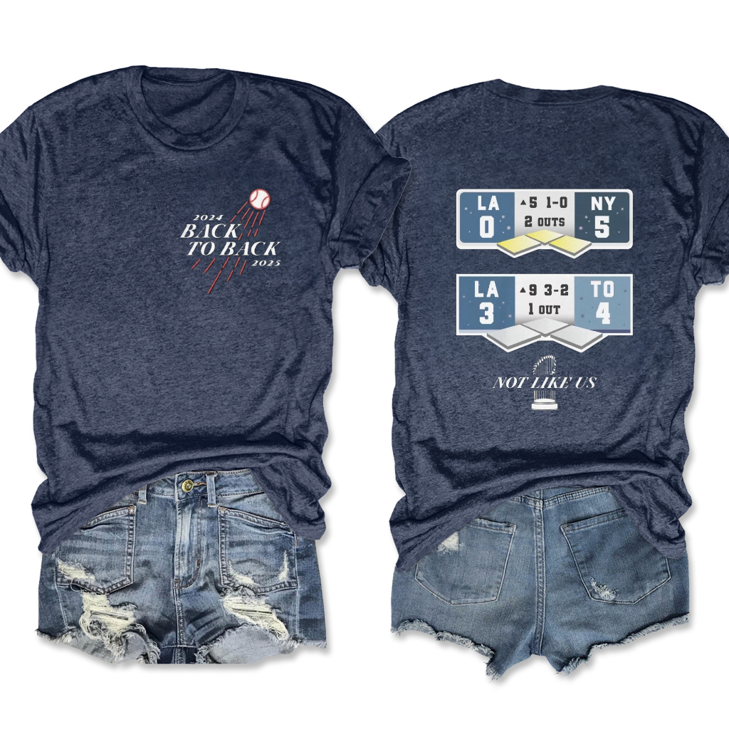 2025 Dodgers Back to Back Scoreboard Tee