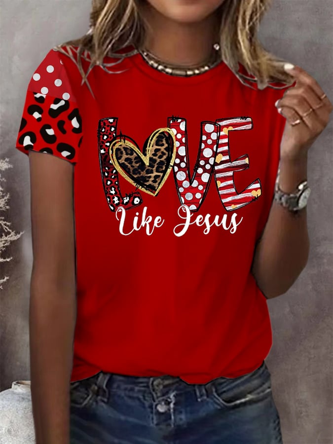 Women's Valentine's Day Printed Casual T-Shirt