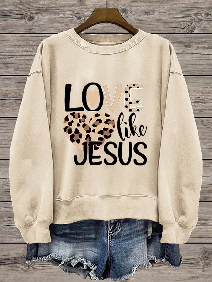 Women's Valentine's Day Faith Print Crew Neck Sweatshirt
