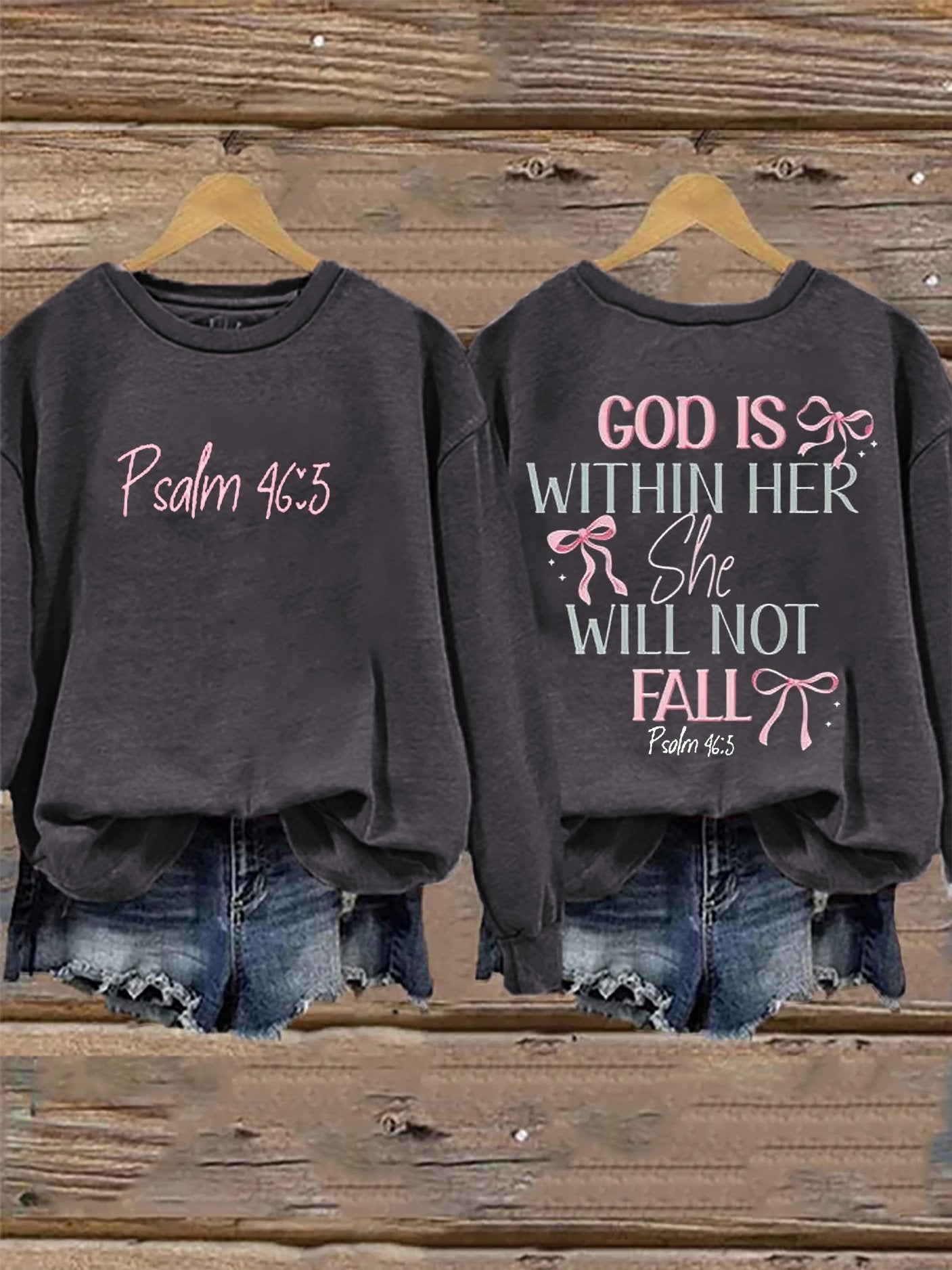 Retro God Is Within Her She Will Not Fall Psalms 46:5 Print Sweatshirt