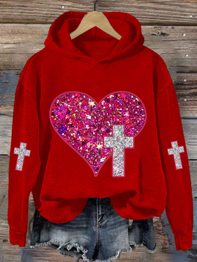 Women's Valentine's Day Heart Print Casual Sweatshirt