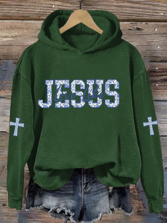 Women'S Love Like Jesus Printed Casual Hoodie