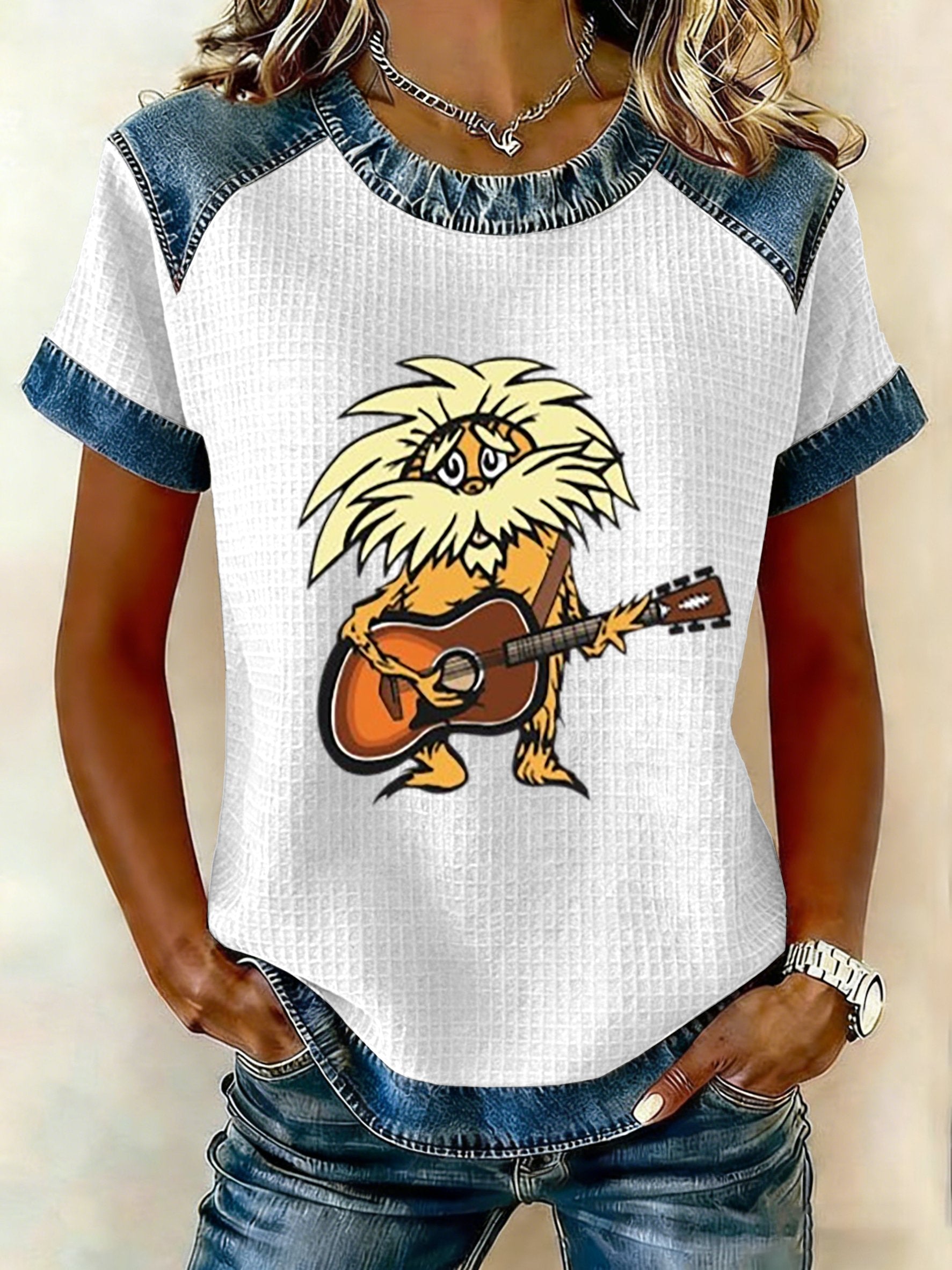 ๐ฅBuy 3 Get 15% Off Women's Casual Printed Waffle Knit Short-Sleeved T-Shirt