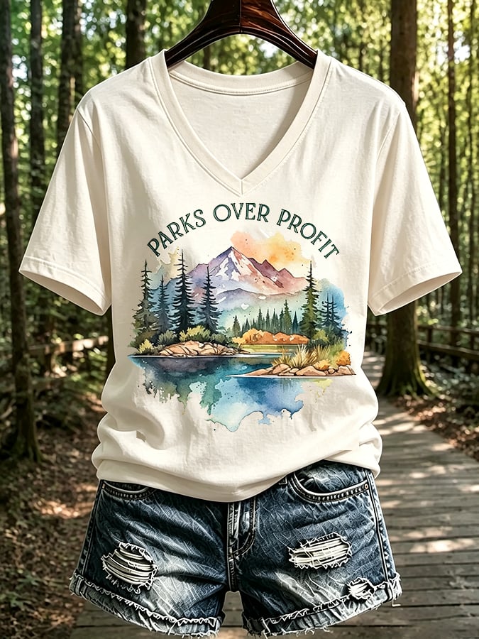 Women's National Park Print Casual T-Shirt