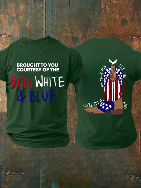 Men's RED, WHITE & BLUE Print T-Shirt
