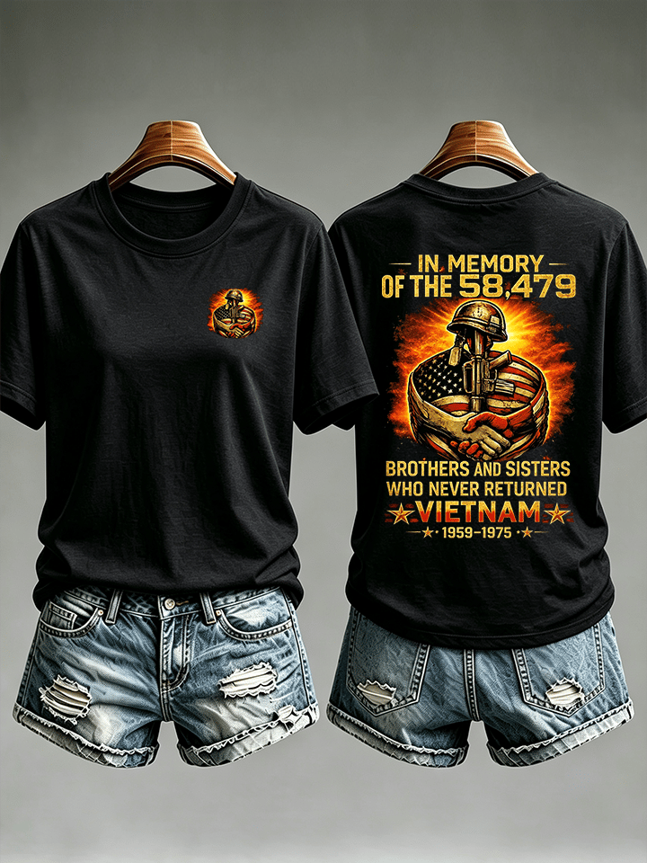 Women's In Memory Of The 58,479 Tribute T-Shirt, Vietnam Era Memorial Graphic Tee