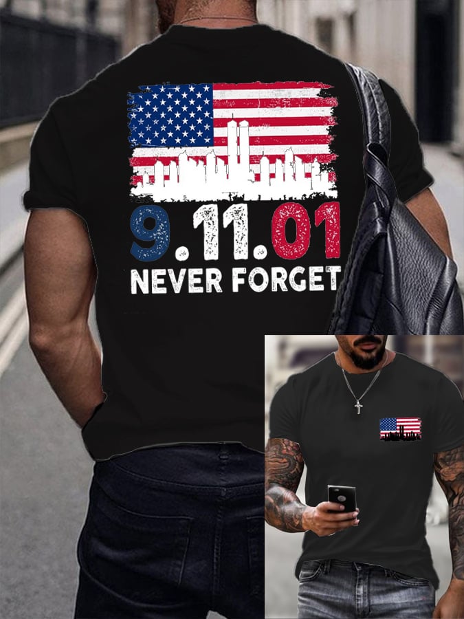 Men's Patriots Day: Never Forget 9/11 Printed Shirt