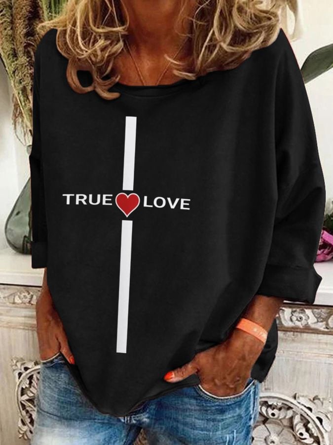 Women'S True Love Print Sweatshirt