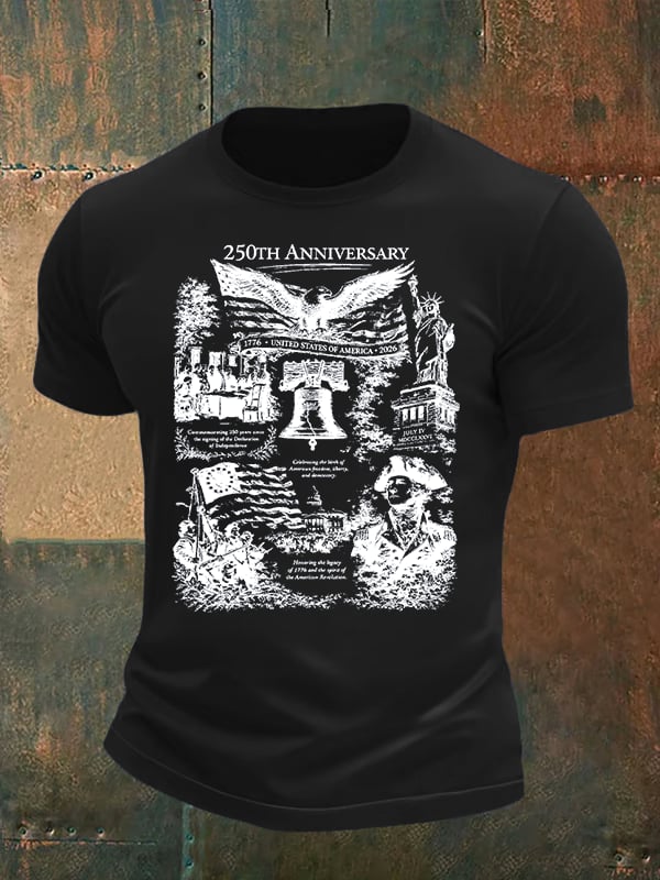 Men's Retro USA 250th Anniversary Print T-Shirt