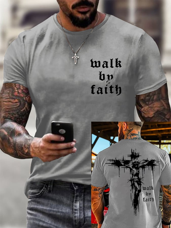 🔥Buy 3 Get 15% Off🔥🔥Hot Sale Picks 🔥Men's Walk By Faith Short-sleeved T-shirt