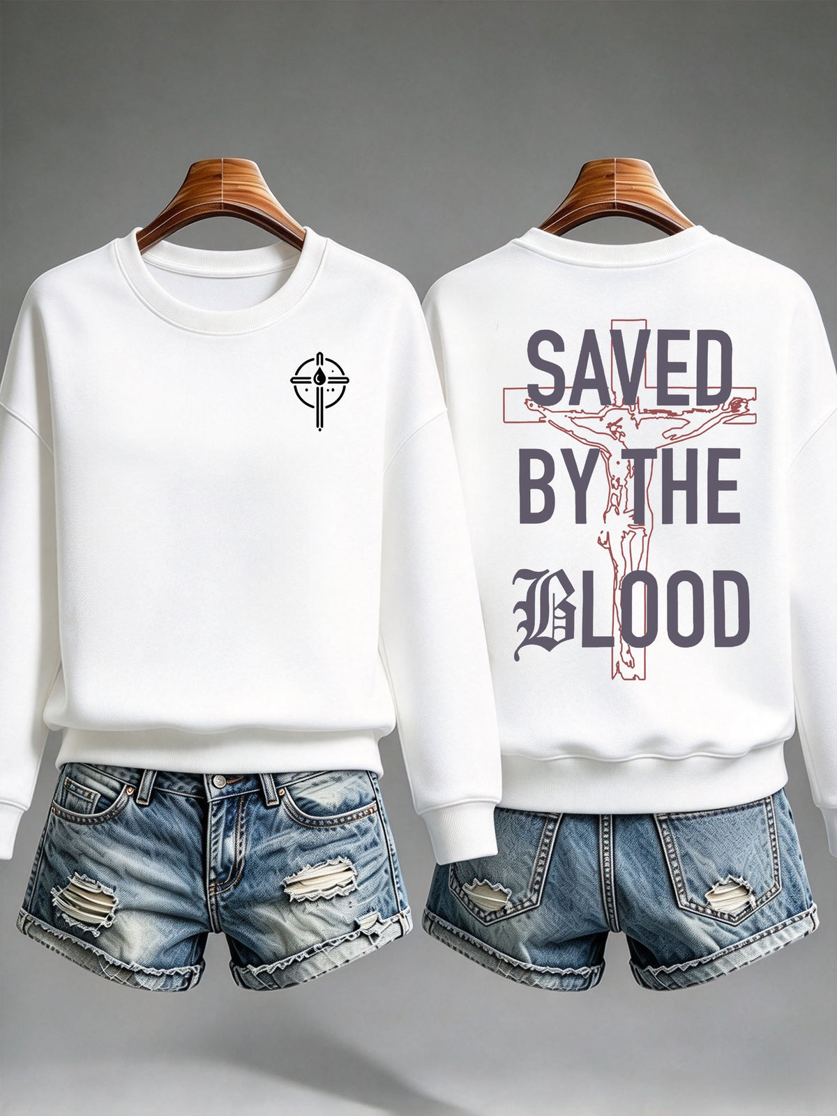 Women's Saved By The Blood Printed Sweatshirt