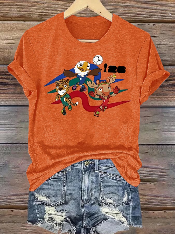 Women's 2026 World Cup Soccer Mascot printed T-shirt