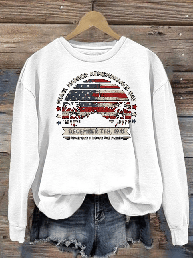 🔥Buy 3 Get 15% Off Women's Pearl Harbor Memorial Day Hawaii USA Flag Day of Infamy Sweatshirt