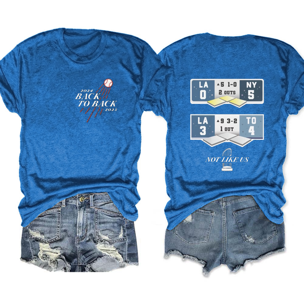 2025 Dodgers Back to Back Scoreboard Tee