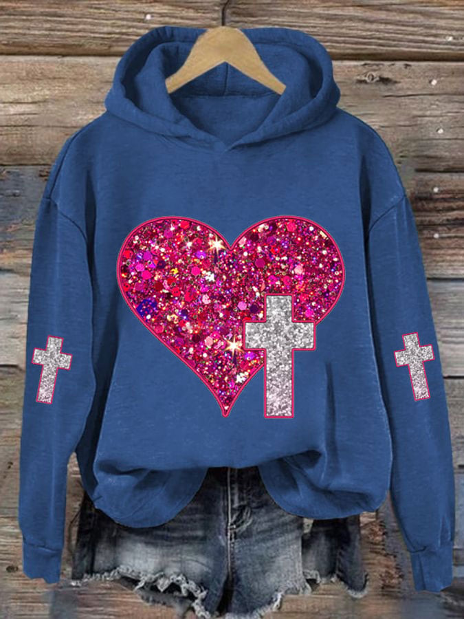 Women's Valentine's Day Heart Print Casual Sweatshirt