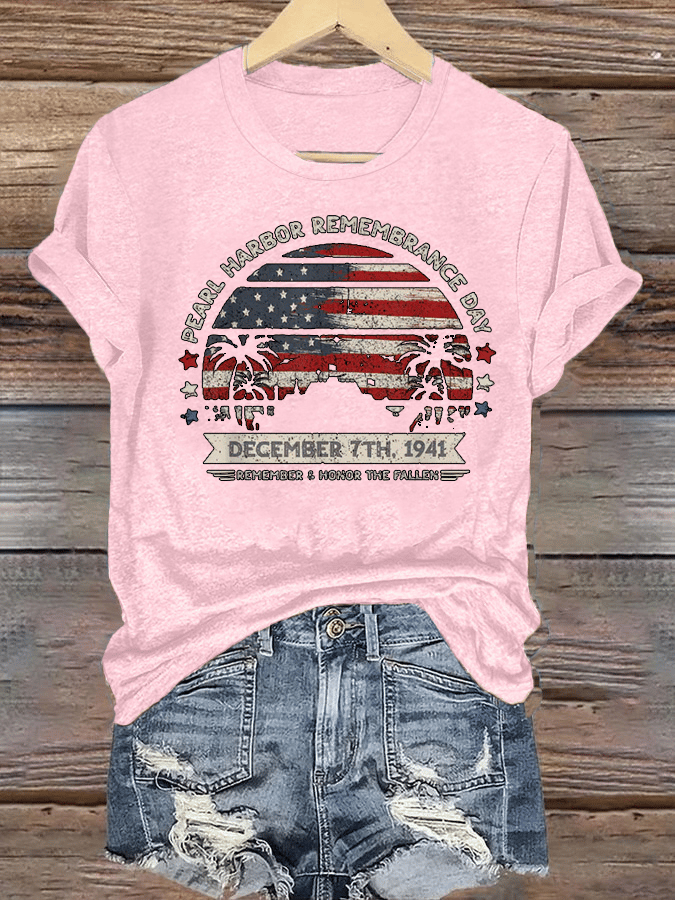 🔥Buy 3 Get 15% Off Women's Pearl Harbor Memorial Day Hawaii USA Flag Day of Infamy T-shirt