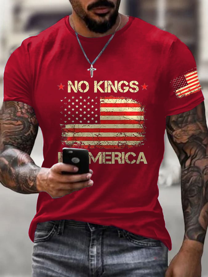 π₯Buy 3 Get 15% Offπ₯Men's No King in America Print Casual T-Shirt