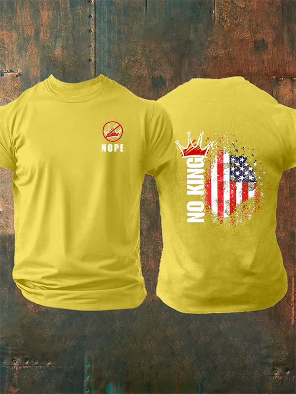 Men's NOPE No King American Flag Print T-Shirt
