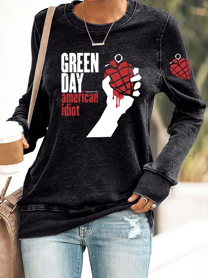 Women's Casual Rock Band Print Sweatshirt