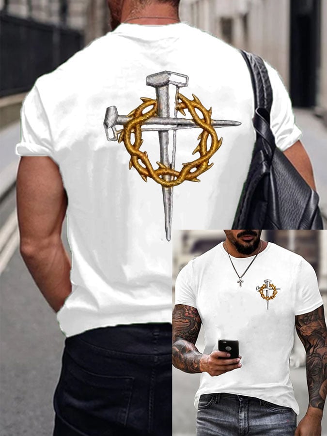 Men's Faith Cross Printed Casual T-shirt