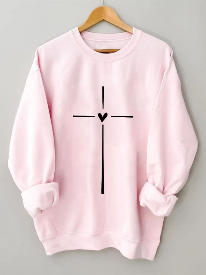 Women's Christian Faith Cross Printed Long Sleeve T-Shirt