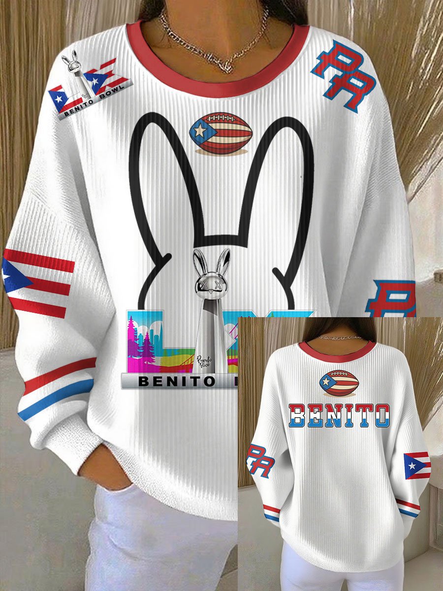 Women's Puerto Rico Print Casual Sweatshirt