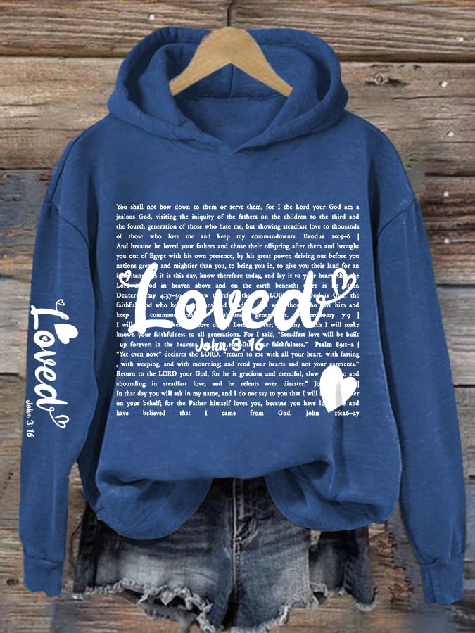 Women's Valentine's Day printed hooded sweatshirt