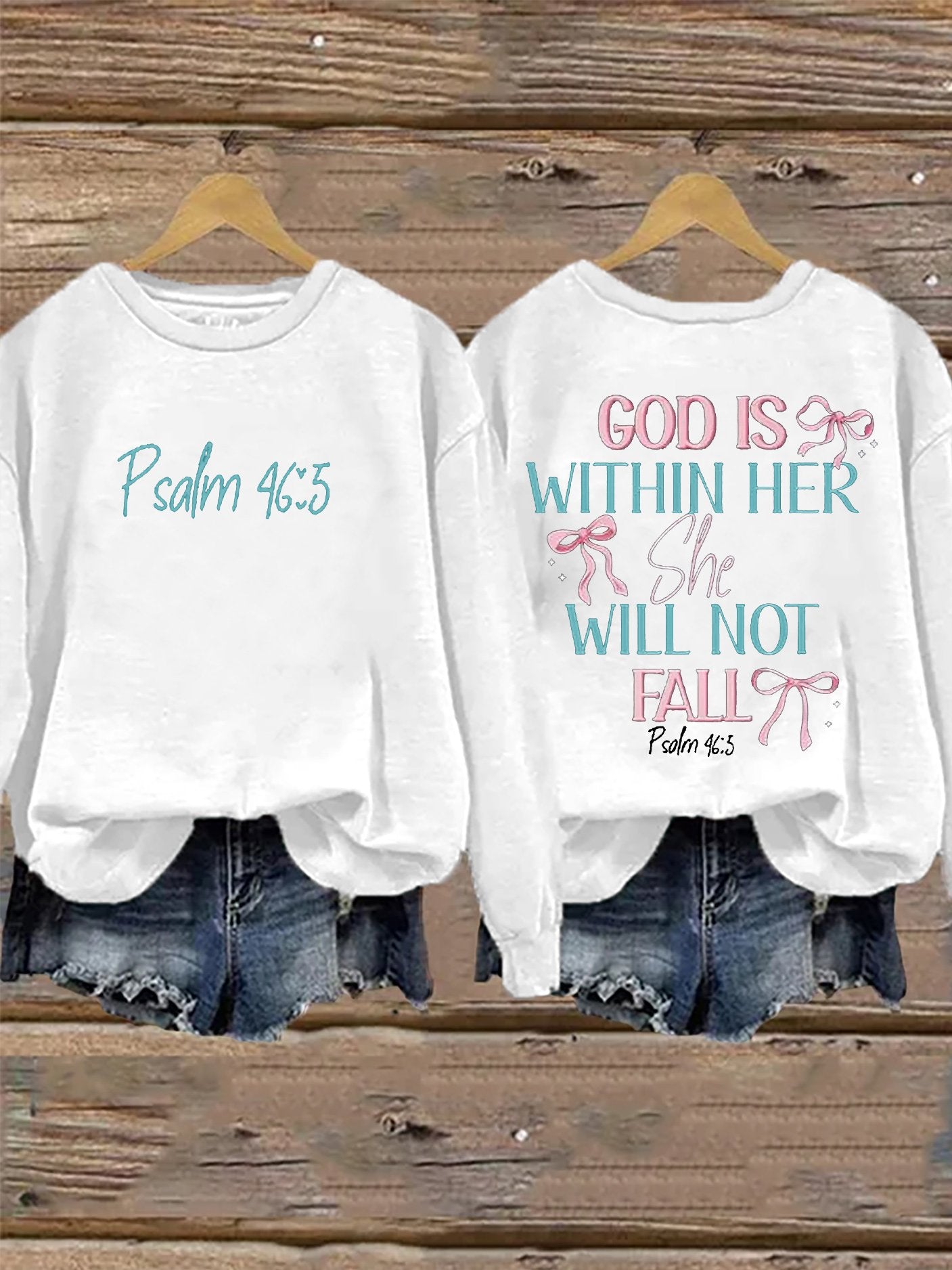 Retro God Is Within Her She Will Not Fall Psalms 46:5 Print Sweatshirt