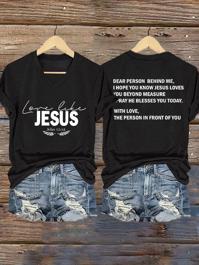 Women's Love Like Jesus Print Casual T-Shirt