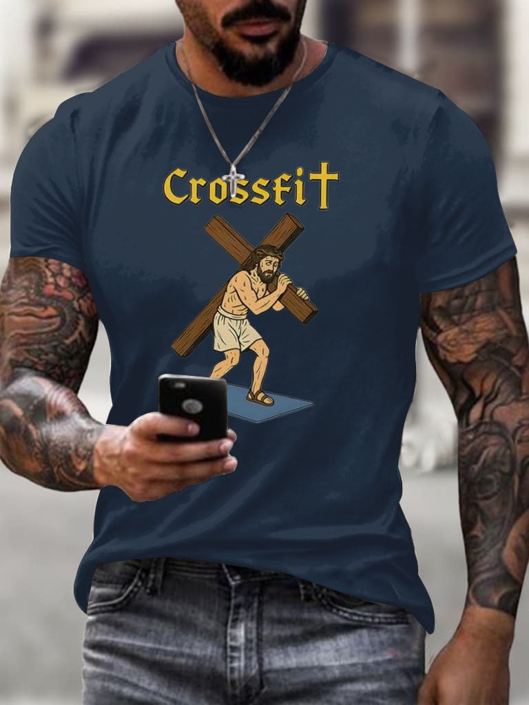 🔥Buy 3 Get 15% Off🔥Men's Crossfit Jesus Printed Casual T-shirt