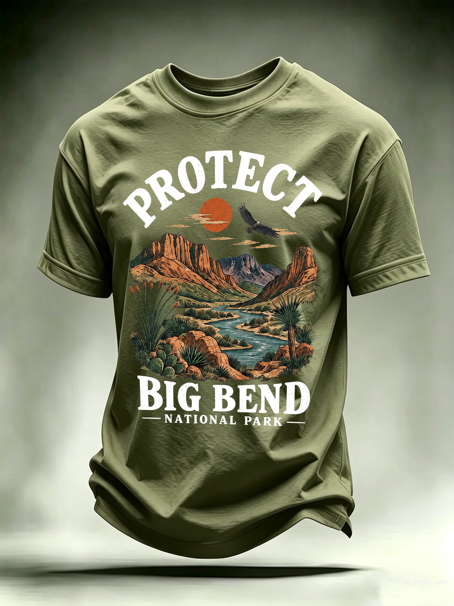 Men's Protect Big Bend National Park, Scenic Desert Landscape T-Shirt