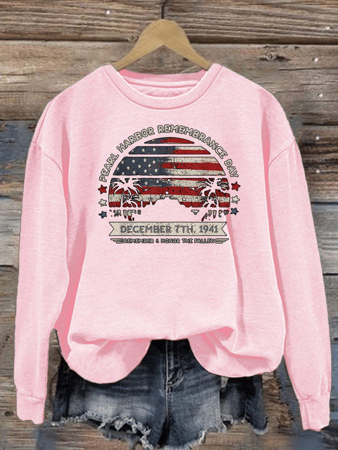 🔥Buy 3 Get 15% Off Women's Pearl Harbor Memorial Day Hawaii USA Flag Day of Infamy Sweatshirt