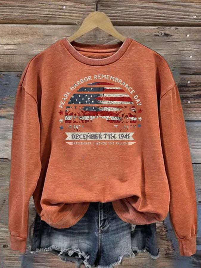 🔥Buy 3 Get 15% Off Women's Pearl Harbor Memorial Day Hawaii USA Flag Day of Infamy Sweatshirt