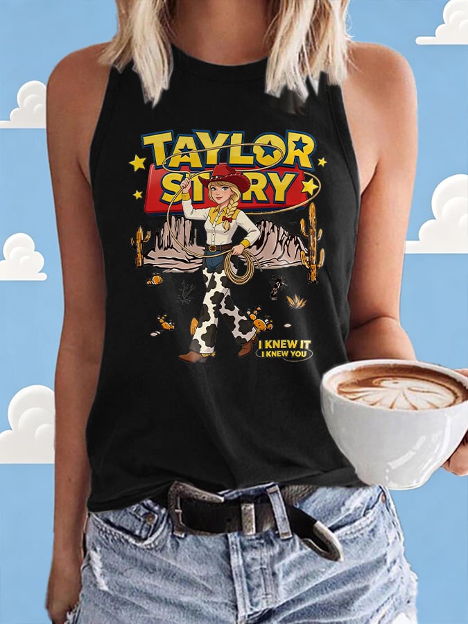 Retro I Knew It Print Tops Tank
