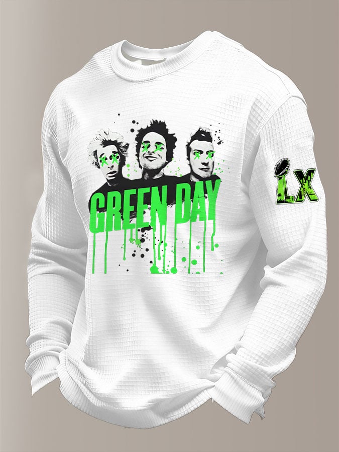 Men's Rock Band Plaid Long-Sleeved T-Shirt