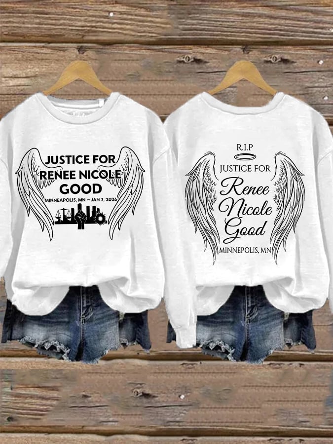 Retro Wings Justice For Renee Nicole Good Print Sweatshirt